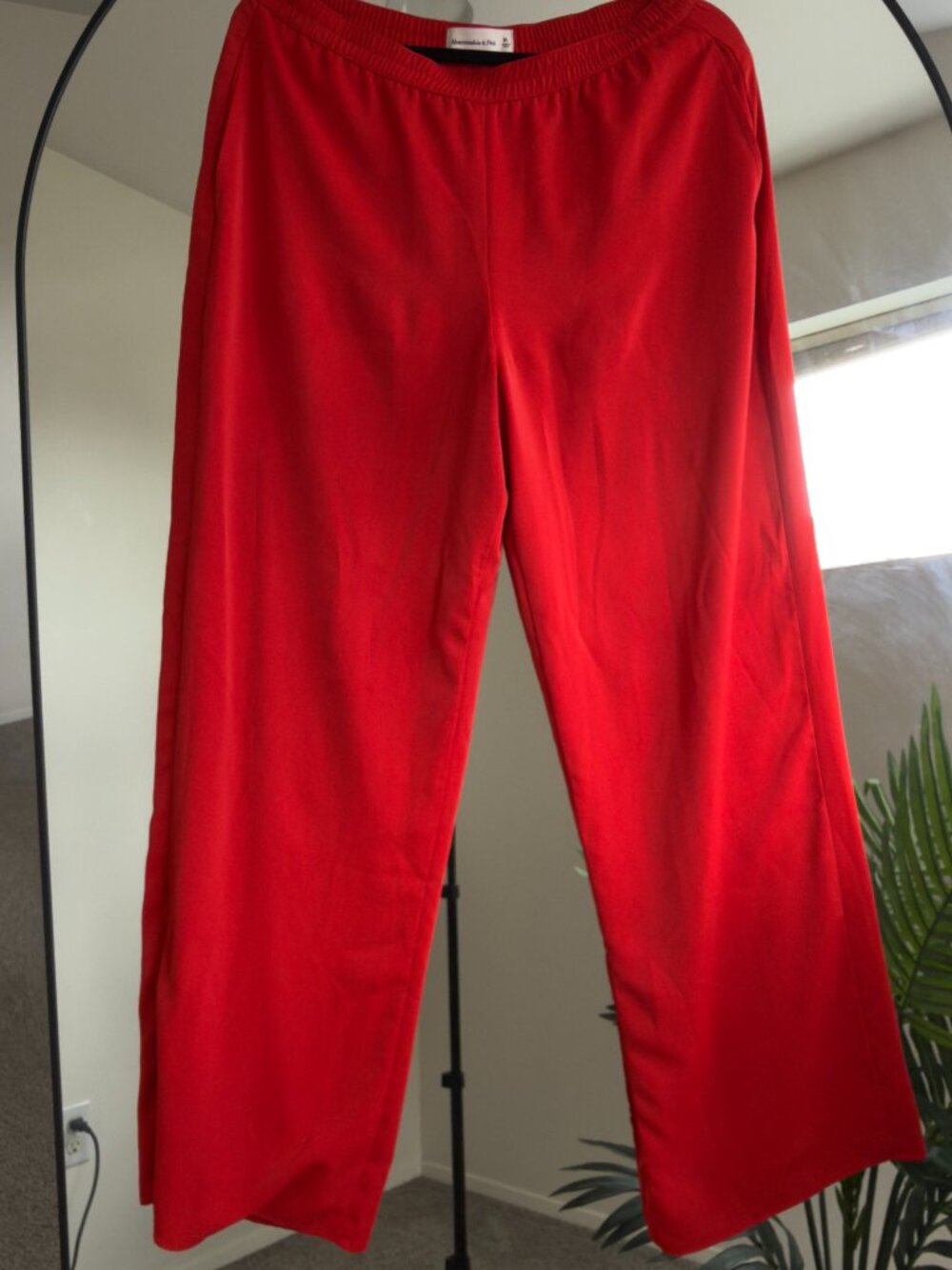Abercrombie & Fitch Red Satin Pull On Pant